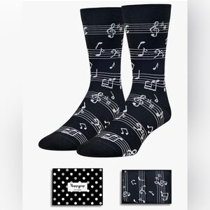 Happypop Music Notes Socks Black & White NIP